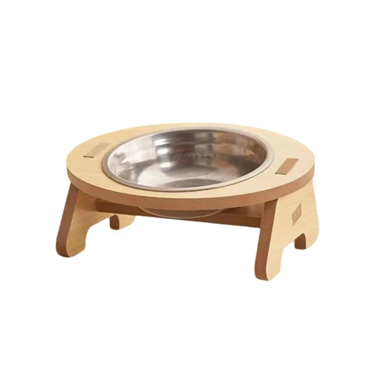 Gamelle Chien : Simple en bois inclinée