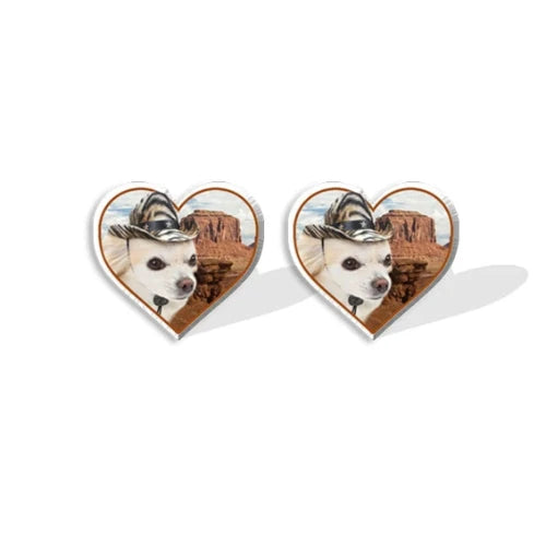 Bijoux Chihuahua : boucles d’oreilles avec des motifs chihuahua en relief, parfait pour les amoureux des petits chiens - motif texas