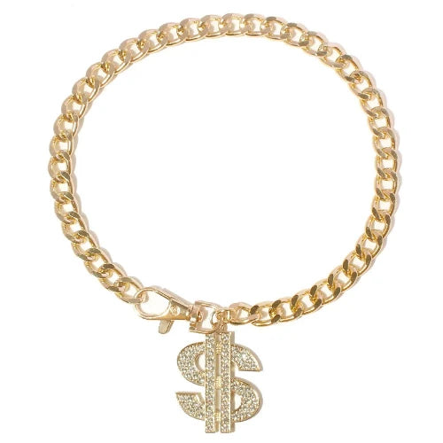 Collier pour Chihuahua doré avec pendentif motif Dollar US. Tendance, pour offrir confort et sécurité à votre petit chien ou chat