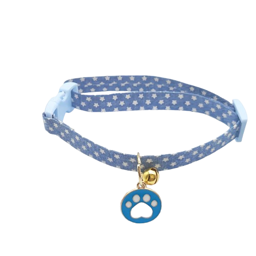 Collier pour Chihuahua bleu avec pendentif motif patte. Elégant, pour offrir confort et sécurité à votre petit chien ou chat