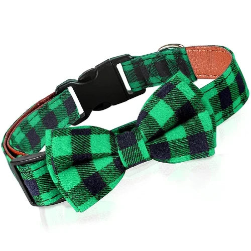 Collier pour Chihuahua avec noeud papillon de couleur vert et noir à carreaux, pour offrir confort et sécurité à votre petit chien ou chat