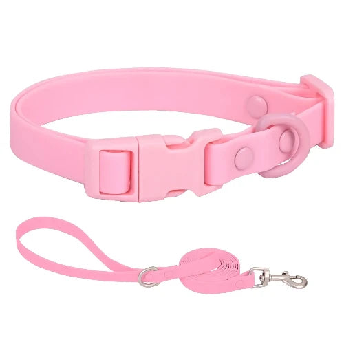 Collier pour Chihuahua en silicone rose avec une laisse. Résistant pour offrir confort et sécurité à votre petit chien ou chat