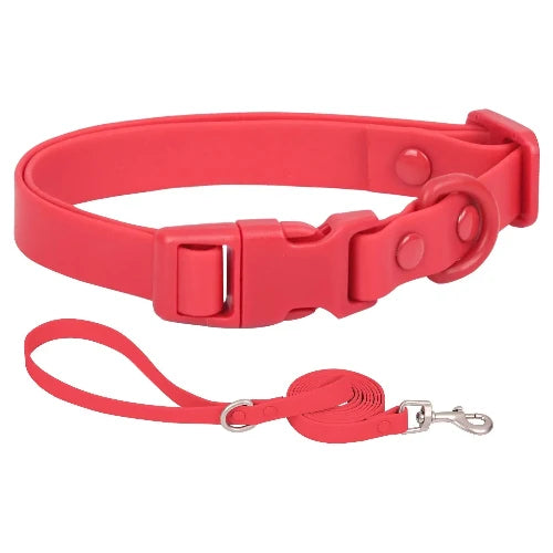 Collier pour Chihuahua en silicone rouge avec une laisse. Résistant pour offrir confort et sécurité à votre petit chien ou chat
