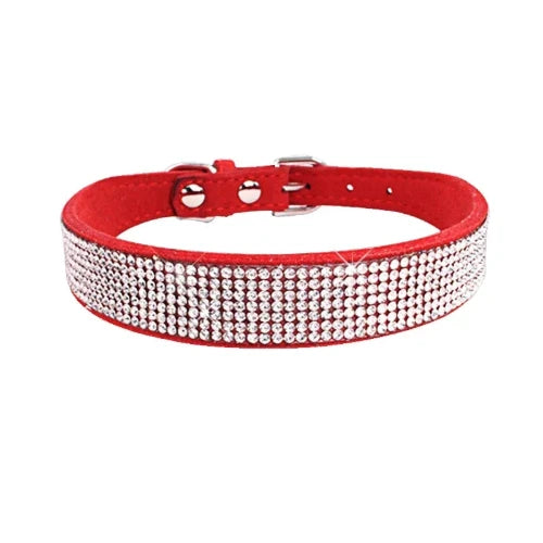 Collier pour Chihuahua en cuir rouge avec strass / paillettes, pour offrir confort et sécurité à votre petit chien ou chat
