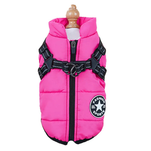 Manteau pour Chihuahua : Doudoune rose avec harnais intégré pour Chihuahua – Pratique, idéale pour votre petit chien ou chat