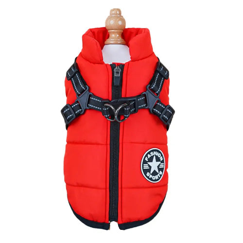 Manteau pour Chihuahua : Doudoune rouge avec harnais intégré pour Chihuahua – Pratique, idéale pour votre petit chien ou chat
