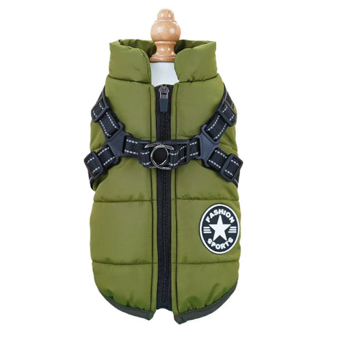 Manteau pour Chihuahua : Doudoune verte avec harnais intégré pour Chihuahua – Pratique, idéale pour votre petit chien ou chat