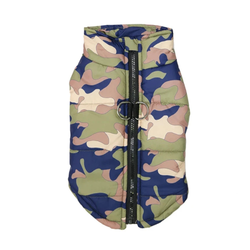 Manteau pour Chihuahua : Doudoune motifs millitaires – Avec attache pour protéger votre petit chien ou chat du froid cet hiver