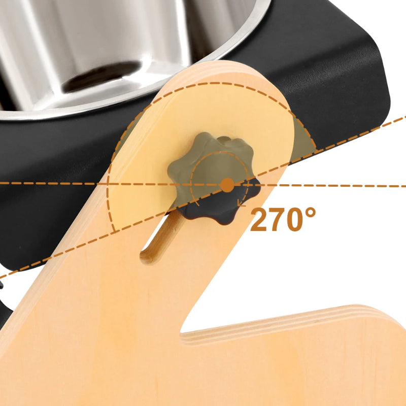 Gamelle double compartiment, surΓ©levΓ©e, avec des bols en inox. Support en bois. AdaptΓ©e Γ tous les petits chiens et les chats. Vendue sur la boutique Mon Petit Chihuahua. Vue technique