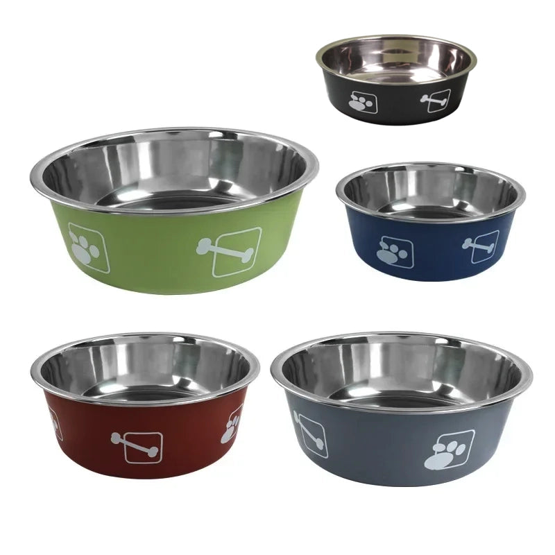 Gamelle en inox avec des motifs os ou pattes de chiens. AdaptΓ©e aux petits chiens et aux chats. Vendue sur la boutique Mon Petit Chihuahua. Couleur noir, vert, bleu, rouge ou gris.