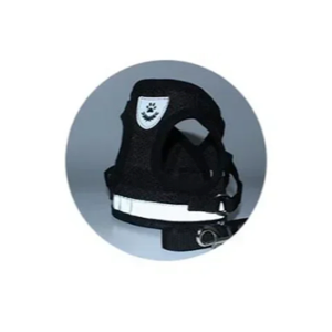 Harnais : gilet réfléchissant noir pour petit chien avec sa laisse assortie. Confortable, convient aux petits chiens, chihuahuas, ou aux chats.