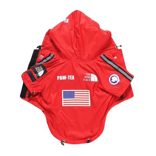 Manteau pour Chihuahua - Imperméable rouge aux motifs USA – parfait pour protéger votre petit chien ou chat par temps de pluie