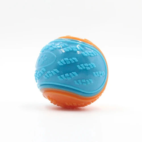 Jouet pour Chihuahua : balle en silicone bleu et orange – Idéal pour stimuler et divertir votre petit chien ou chat en favorisant son activité