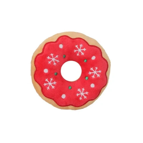 Jouet pour Chihuahua à mâcher : peluche en forme de donut rouge – Idéal pour stimuler et divertir votre petit chien ou chat