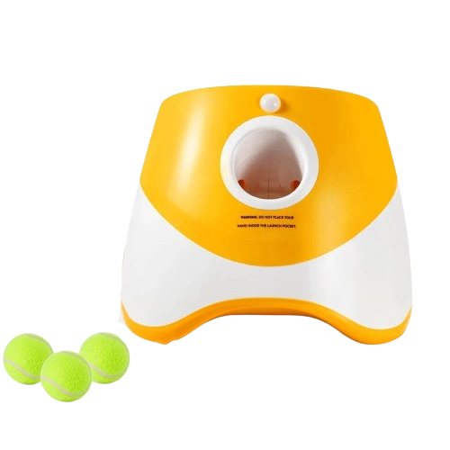 Jouet pour Chihuahua : lanceur automatique de balles de tennis orange – Idéal pour stimuler et divertir votre petit chien ou chat