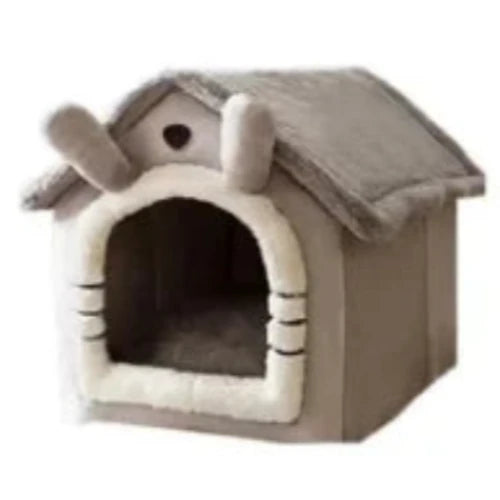 Niche pour Chihuahua : cabane grise – Confort maximal avec intérieur moelleux, parfait pour les petits chiens ou chats