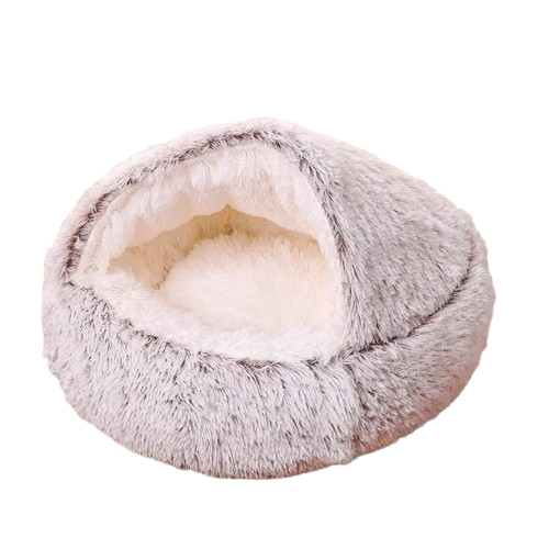 Niche Cocoon gris métal en tissu pour Chihuahua – Confort maximal avec intérieur moelleux, parfait pour les petits chiens ou chats