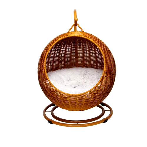 Niche pour Chihuahua : Panier suspendu en osier marron – Confort maximal avec intérieur moelleux, parfait pour les petits chiens ou chats