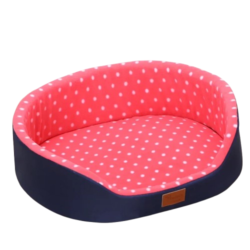 Niche pour Chihuahua : Panière rose à pois blancs – Confort maximal avec intérieur moelleux, parfait pour les petits chiens ou chats