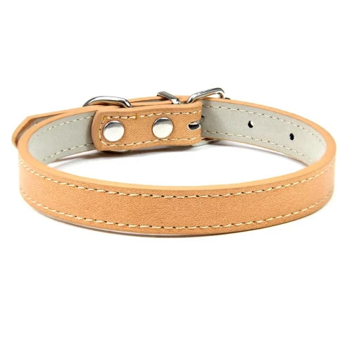 Collier pour Chihuahua en cuir uni marron. Tendance, pour offrir confort et sécurité à votre petit chien ou chat