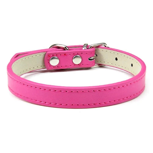 Collier pour Chihuahua en cuir uni rose. Tendance, pour offrir confort et sécurité à votre petit chien ou chat