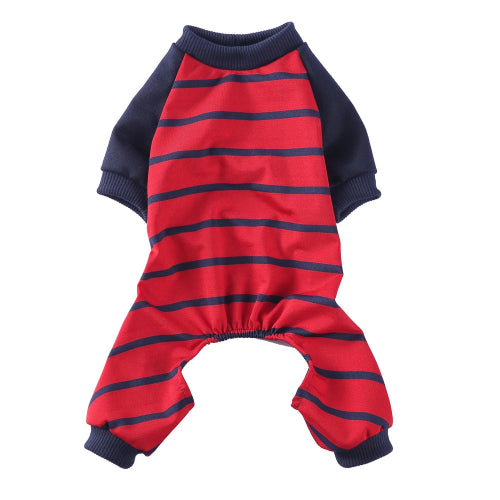 Pyjama rouge à rayures noires pour Chihuahua – Confortable, idéal pour garder votre petit chien ou chat au chaud pendant la nuit