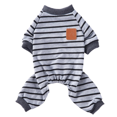 Pyjama à rayures noir et gris pour Chihuahua – Confortable, idéal pour garder votre petit chien ou chat au chaud pendant la nuit