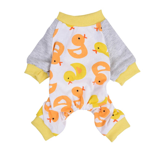 Pyjama blanc et jaune avec motifs canards pour Chihuahua – Confortable, idéal pour garder votre petit chien ou chat au chaud pendant la nuit