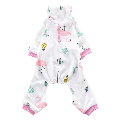 Pyjama blanc avec motifs flamands roses pour Chihuahua – Confortable, idéal pour garder votre petit chien ou chat au chaud pendant la nuit