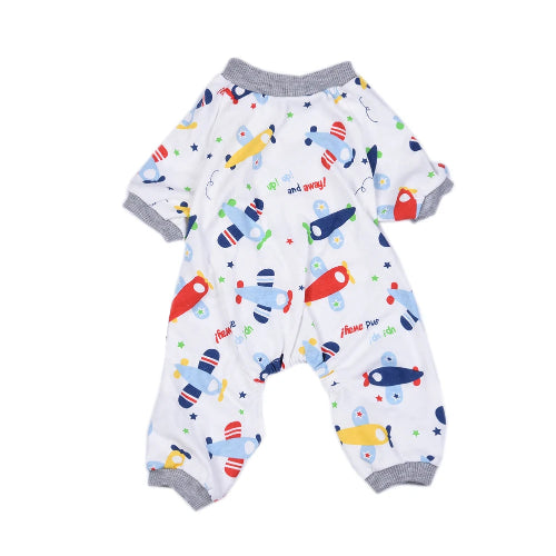 Pyjama blanc à motifs avions pour Chihuahua – Confortable et chaud, idéal pour garder votre petit chien ou chat au chaud pendant la nuit