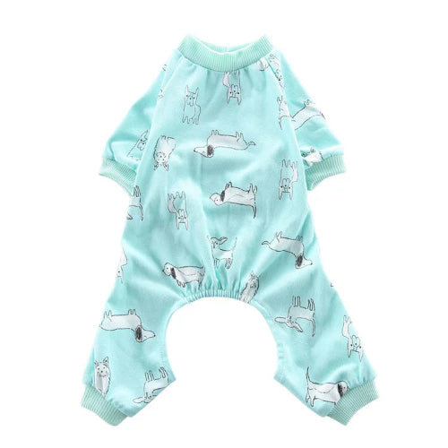 Pyjama bleu avec motifs chiens pour Chihuahua – Confortable, idéal pour garder votre petit chien ou chat au chaud pendant la nuit