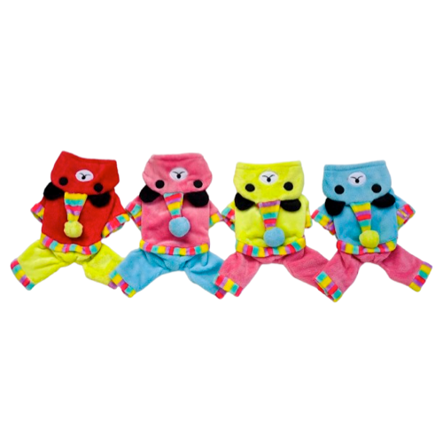 Pyjama colorés avec capuche ponpons pour Chihuahua – Confortable et chaud, idéal pour garder votre petit chien ou chat au chaud pendant la nuit