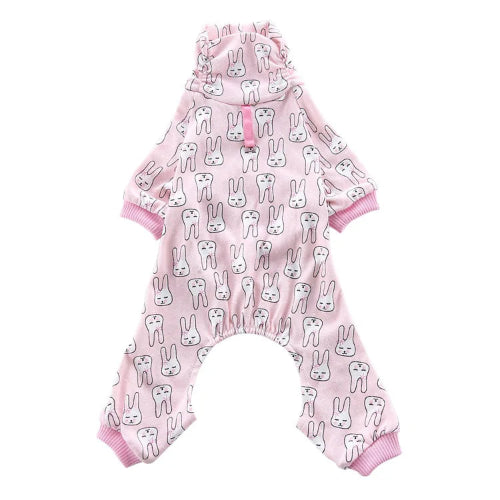 Pyjama rose avec motifs lapins pour Chihuahua – Confortable, idéal pour garder votre petit chien ou chat au chaud pendant la nuit