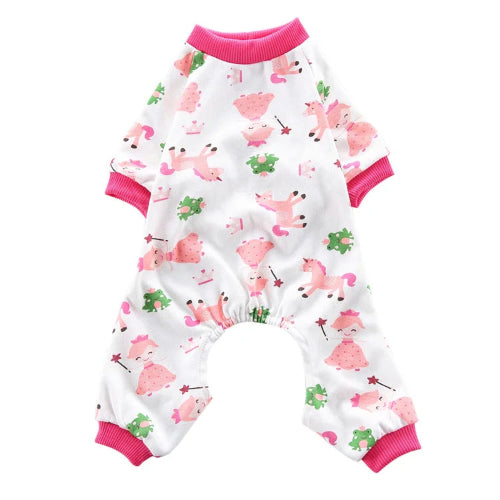 Pyjama blanc et rose avec motifs licornes pour Chihuahua – Confortable, idéal pour garder votre petit chien ou chat au chaud pendant la nuit