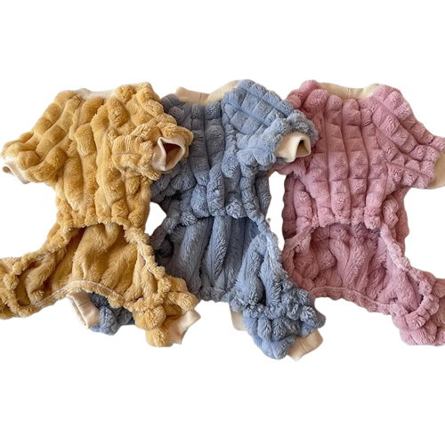 Pyjama cocoon jaune gris ou rose vue de dos pour Chihuahua – Confortable, idéal pour garder votre petit chien ou chat au chaud pendant la nuit