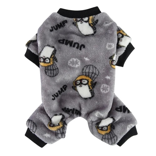 Pyjama gris avec motifs pingouins pour Chihuahua β Confortable, idΓ©al pour garder votre petit chien ou chat au chaud pendant la nuit