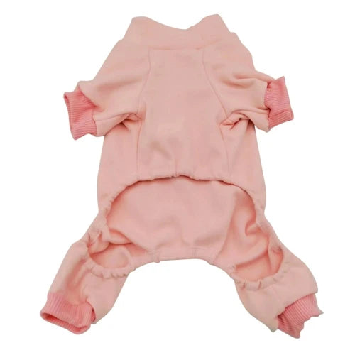 Pyjama uni rose clair vue de face pour Chihuahua â Confortable, idĂ©al pour garder votre petit chien ou chat au chaud pendant la nuit