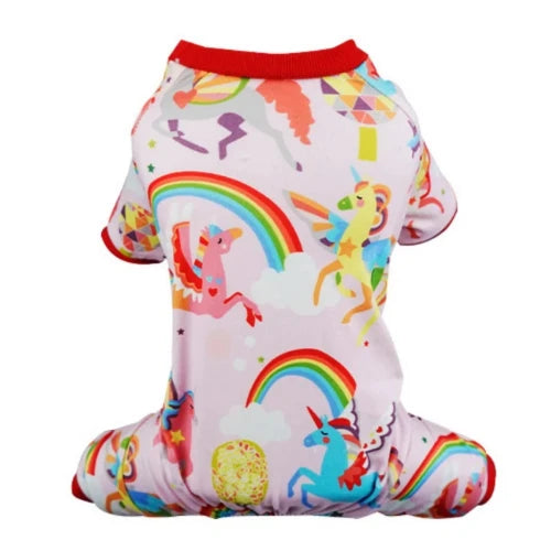 Pyjama rose motifs licornes pour Chihuahua – Confortable, idéal pour garder votre petit chien ou chat au chaud pendant la nuit