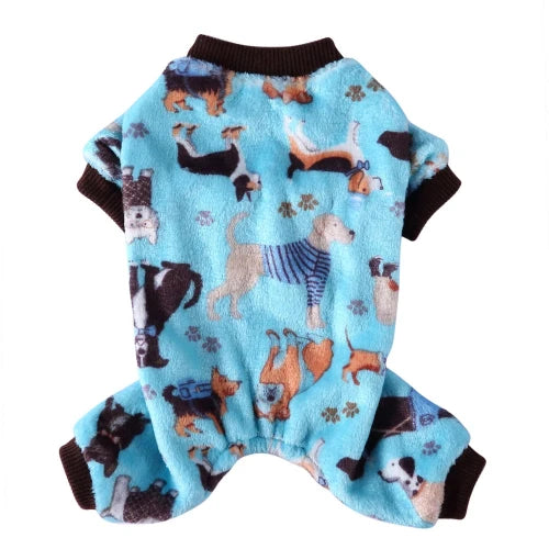 Pyjama bleu et noir avec motifs chiens pour Chihuahua – Confortable, idéal pour garder votre petit chien ou chat au chaud pendant la nuit