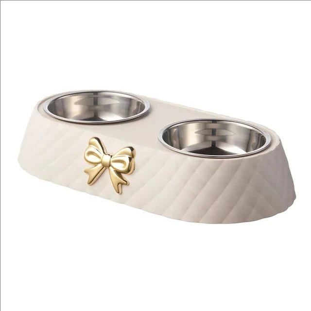 Gamelle Chien : Double avec noeud papillon