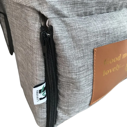 Niche pour Chihuahua : sac pour accoudoir gris – Confort maximal, parfait pour les petits chiens ou chats - zoom sur le coté