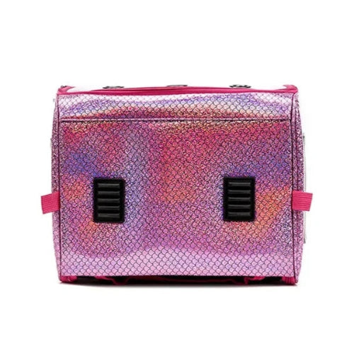 Sac à dos rose et bulle transparente pour transporter votre Chihuahua - avec roulettes pour emmener votre petit chien ou chat - vue de dessous