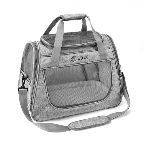 Sac de transport rigide gris avec aérations pour Chihuahua – Idéal pour voyager avec votre petit chien ou chat avec confort et sécurité