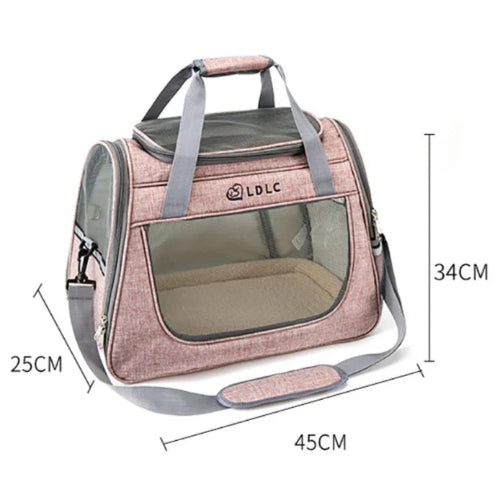 Sac de transport rigide rose avec aérations pour Chihuahua – Idéal pour voyager avec votre petit chien ou chat avec confort et sécurité - Dimensions