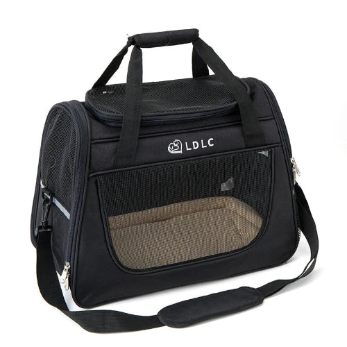 Sac de transport rigide noir avec aérations pour Chihuahua – Idéal pour voyager avec votre petit chien ou chat avec confort et sécurité
