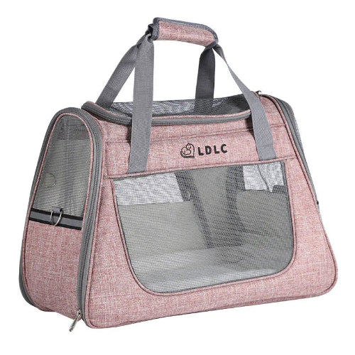 Sac de transport rigide rose avec aérations pour Chihuahua – Idéal pour voyager avec votre petit chien ou chat avec confort et sécurité