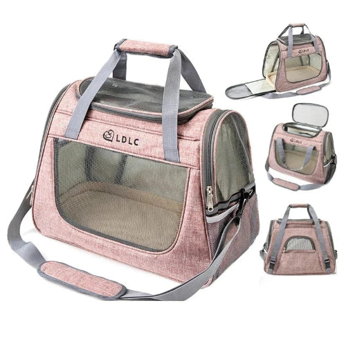 Sac de transport rigide rose avec aérations pour Chihuahua – Idéal pour voyager avec votre petit chien ou chat avec confort et sécurité - zoom