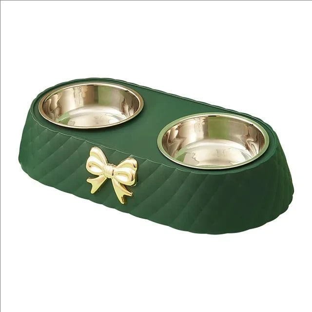 Gamelle Chien : Double avec noeud papillon