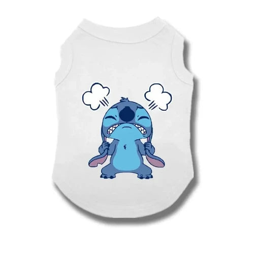 Vêtement pour Chihuahua : t-shirt blanc lilo et stitch disney – Léger pour protéger votre petit chien ou chat
