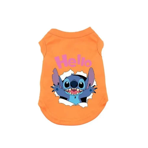 Vêtement pour Chihuahua : t-shirt orange lilo et stitch disney – Léger pour protéger votre petit chien ou chat